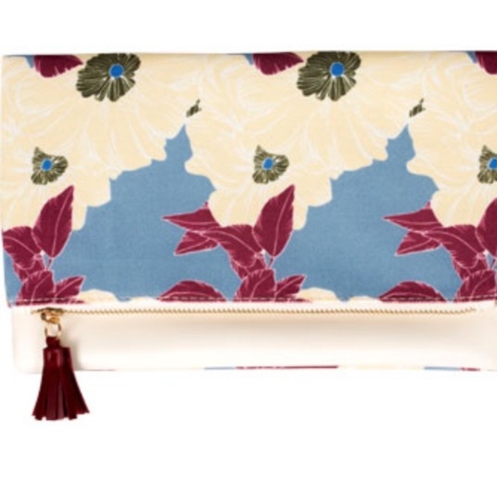 Rachel Pally Foldover Clutch – Canvas & Vegan Leather – 10" x 6.5"